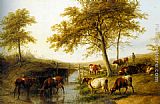 Cattle Canvas Paintings - Cattle Resting By A Brook